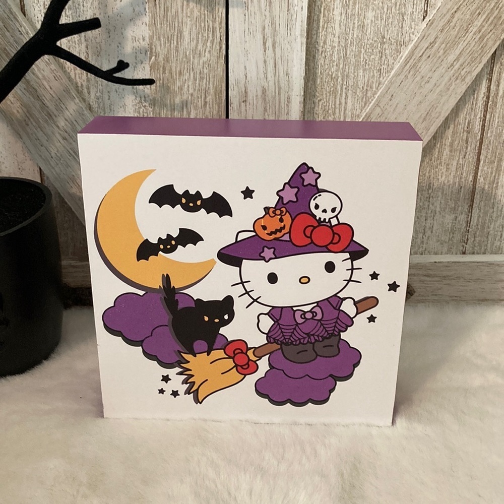 Hello Kitty Halloween Witch Tabletop or Wall Hanging Sign